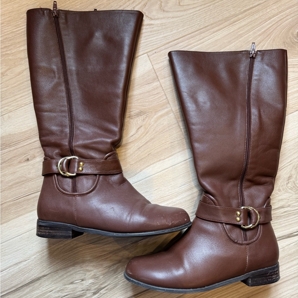 Brown Leather Knee-High Boots